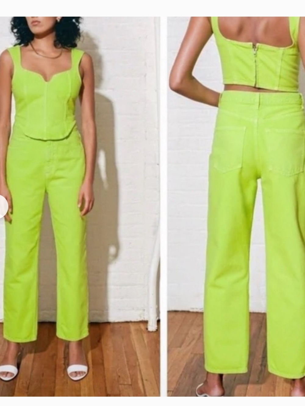 Mara Hoffman Neon Lime Straight Leg Cotton Pants